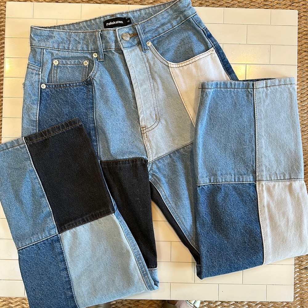 Paliskates Denim Patchwork Flare Jeans (S) - image 1